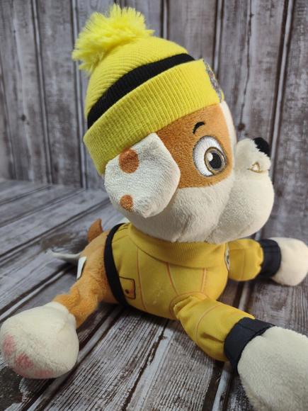 Nickelodeon, Paw Patrol Rubble 7 Inch Plush Stuffed Toy Winter Hat Cap - Picture 2 of 9